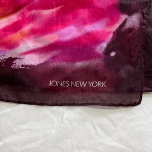 Jones New York square silk purple scarf NWOT